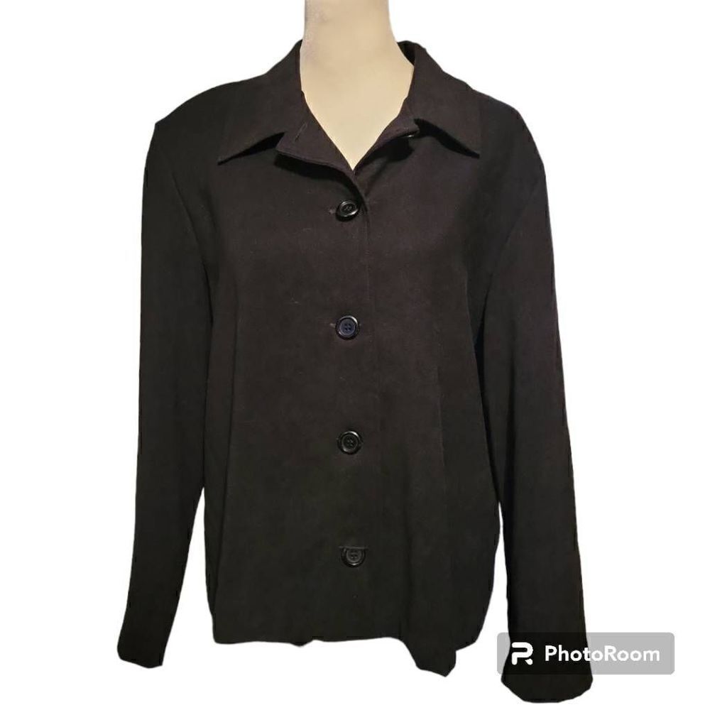 NWT Briggs New York Petite Black Long Sleeve 5 Button Down Women's Blazer Jacket